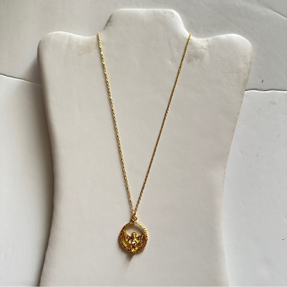 New Arrivals Gold Angel Pendant Necklace – Adjustable Chain